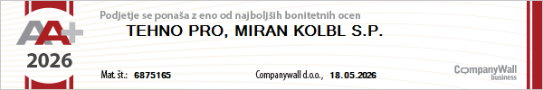 CompanyWall bonitetna ocena AA+ 2026 — TEHNO PRO, Miran Kolbl s.p.